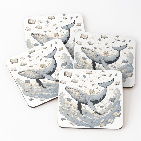 Item preview, Floating Library Whale | Magical Flying Whale with Books | Fantasy Sky Aesthetic Sticker designed and sold by inkfusionhub99.