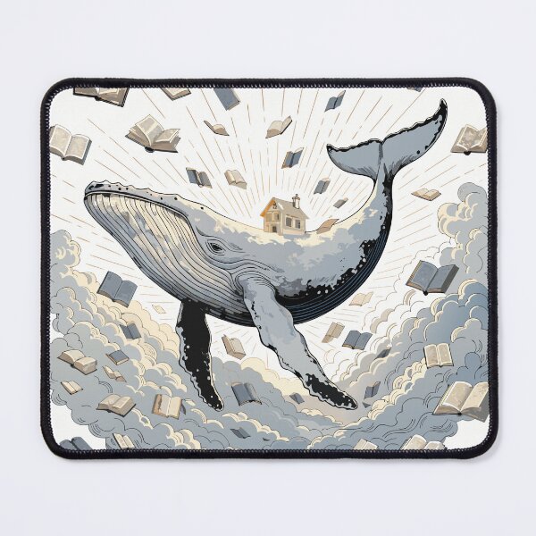 Item preview, Floating Library Whale | Magical Flying Whale with Books | Fantasy Sky Aesthetic Sticker designed and sold by inkfusionhub99.
