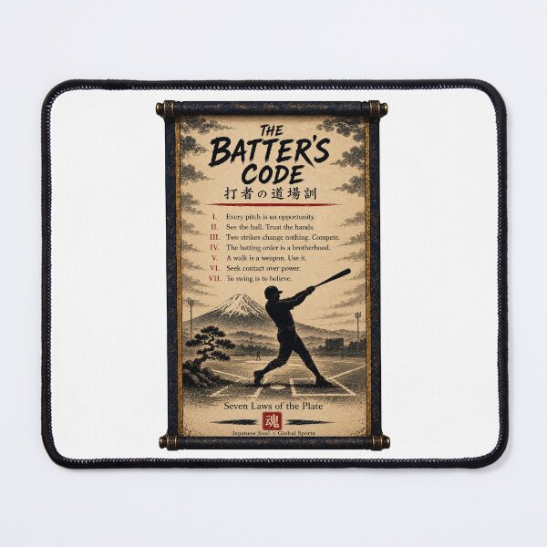 Item preview, The Batter's Code Seven Laws Japanese Scroll Baseball Motivation Wall Art designed and sold by Locker39.