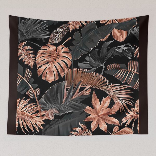 Item preview, Dark Tropical Leaves Seamless Pattern – Gold & Black Botanical Design designed and sold by 555Design.