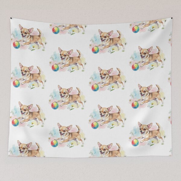 Item preview, Funny Chihuahua with colorful rainbow ball designed and sold by Prints by Mat.