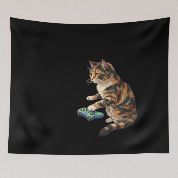 Item preview, Cute Gamer Cat with Headset Watercolor Illustration designed and sold by Wild Horizon Studio.