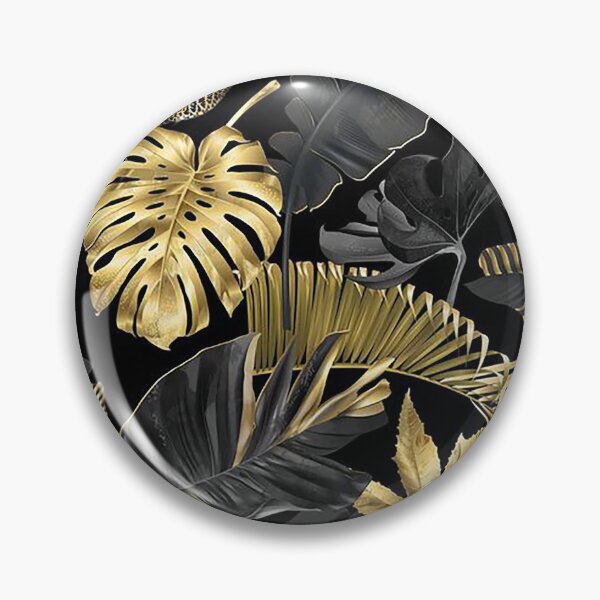 Item preview, Dark Tropical Leaves Seamless Pattern – Gold & Black Botanical Design designed and sold by 555Design.