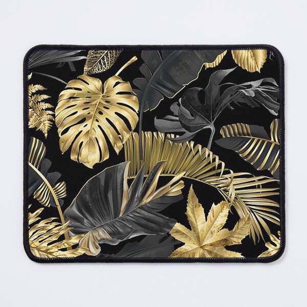 Item preview, Dark Tropical Leaves Seamless Pattern – Gold & Black Botanical Design designed and sold by 555Design.