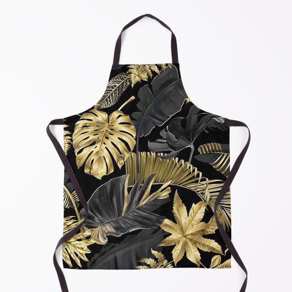 Item preview, Dark Tropical Leaves Seamless Pattern – Gold & Black Botanical Design designed and sold by 555Design.