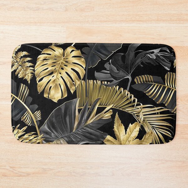 Item preview, Dark Tropical Leaves Seamless Pattern – Gold & Black Botanical Design designed and sold by 555Design.