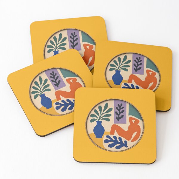 Item preview, Abstract cutout figure reclining with vase and leaves designed and sold by Rue Market.