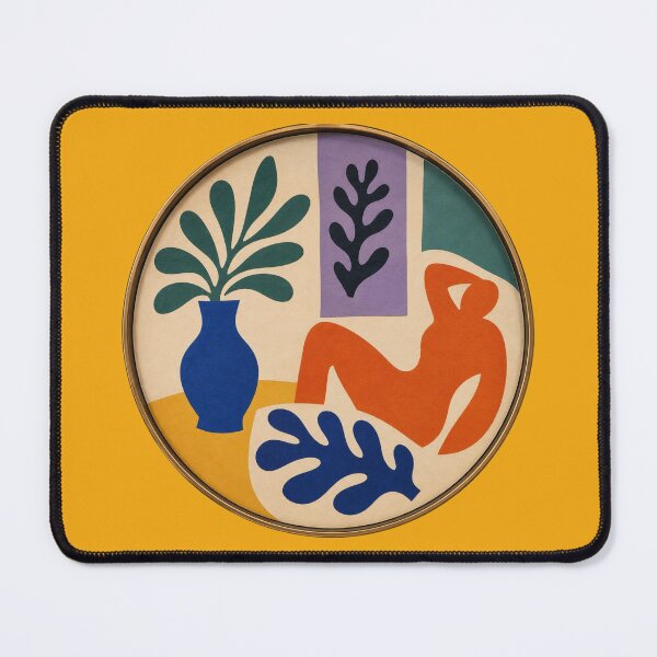 Item preview, Abstract cutout figure reclining with vase and leaves designed and sold by Rue Market.