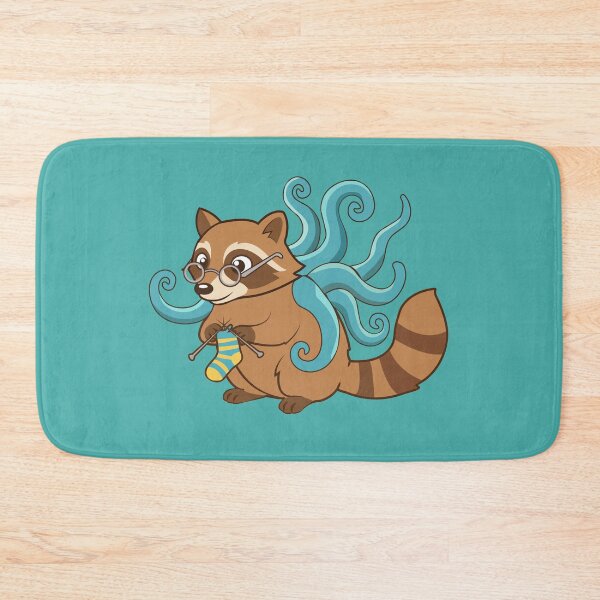 Item preview, Funny Octopus Raccoon Knitting a Sock Cartoon Art designed and sold by MADBULL7.