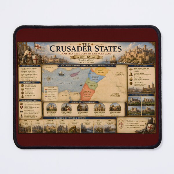Item preview, The Crusader States Map Poster | Kingdom of Jerusalem, Antioch, Edessa & Tripoli Medieval History Art designed and sold by RockyLambda.