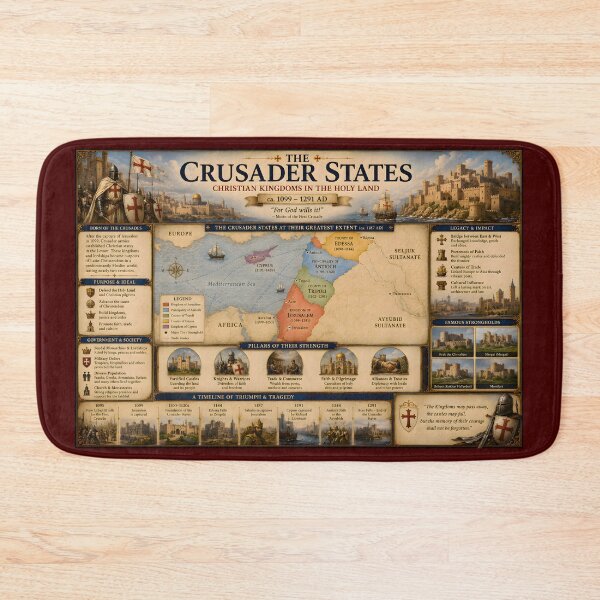 Item preview, The Crusader States Map Poster | Kingdom of Jerusalem, Antioch, Edessa & Tripoli Medieval History Art designed and sold by RockyLambda.