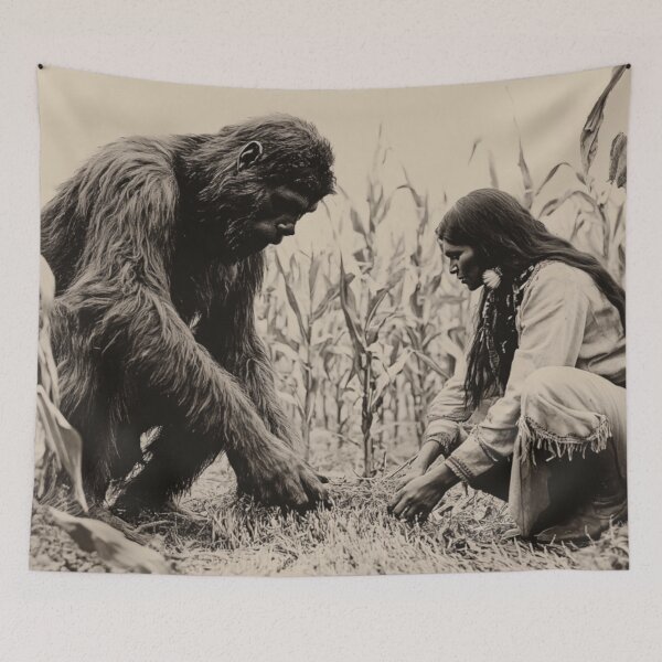Item preview, Vintage Bigfoot Native American Monochrome Photo Art designed and sold by GSizzle1.