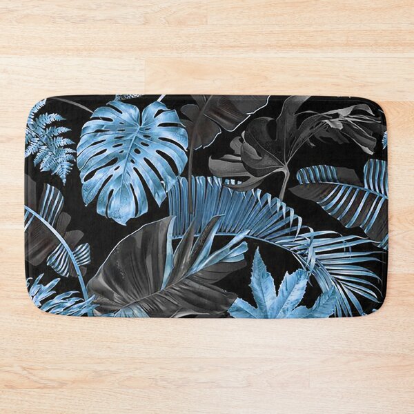 Item preview, Dark Tropical Leaves Seamless Pattern – Teal Blue & Black Botanical Design designed and sold by 555Design.