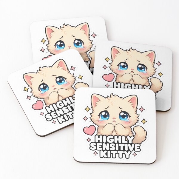 Artikelvorschau, Highly Sensitive Kitty Funny Cute Cat Meme Sticker entworfen und verkauft von MoodyMeows.
