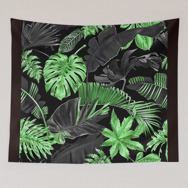 Item preview, Dark Tropical Leaves Seamless Pattern – Green & Black Botanical Design designed and sold by 555Design.