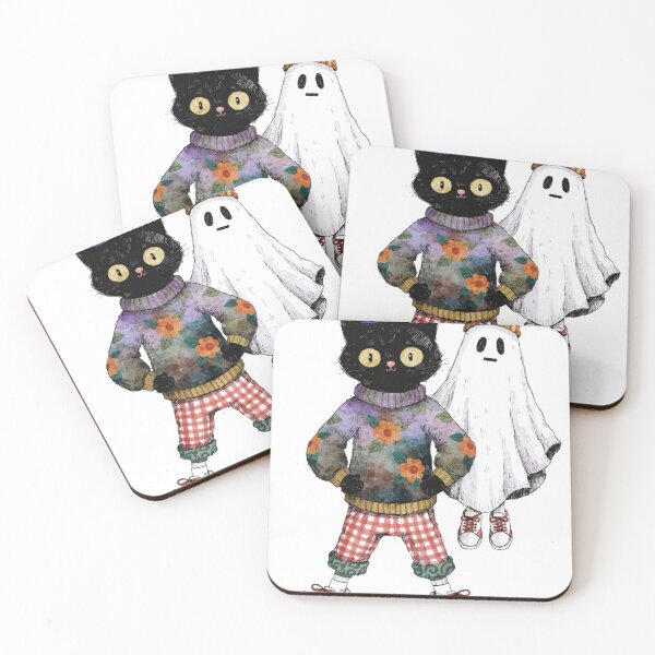 Item preview, Black cat and ghost designed and sold by HegArt23.