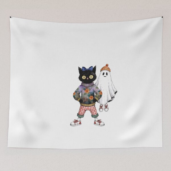 Item preview, Black cat and ghost designed and sold by HegArt23.