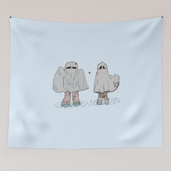 Item preview, Cute Romantic Sheet Ghost Couple Ghostcore Illustration designed and sold by NerdiPop.