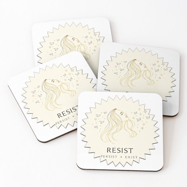 Item preview, Resist Persist Exist Woman Starburst Empowerment Art designed and sold by IntelliMindDesigns.