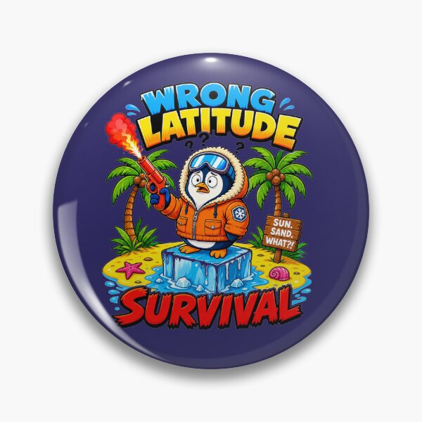 Item preview, Wrong Latitude Survival – Funny Lost Penguin Desert Island Flare Gun Art designed and sold by puzzell.