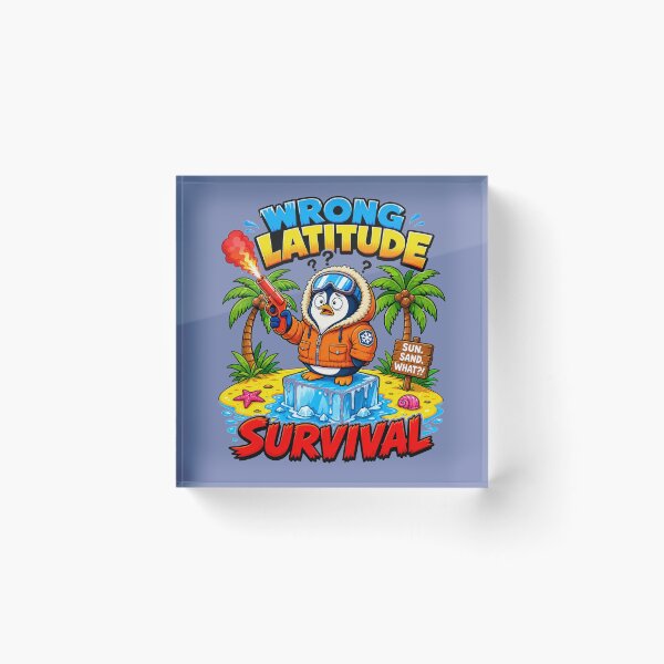 Item preview, Wrong Latitude Survival – Funny Lost Penguin Desert Island Flare Gun Art designed and sold by puzzell.
