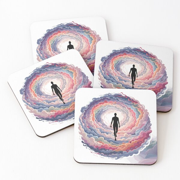 Item preview, Dreamy Human Walking on Clouds Sticker | Surreal Aesthetic Sky Art designed and sold by inkfusionhub99.
