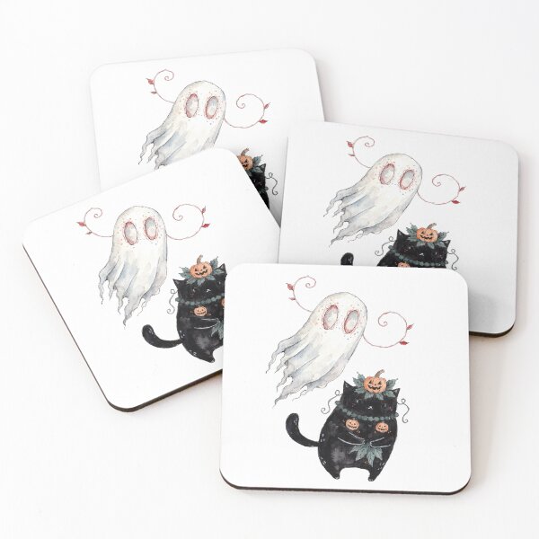 Item preview, Spooky Black cat and ghost designed and sold by HegArt23.