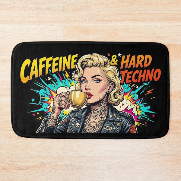 Item preview, Caffeine And Hard Techno Underground Rave Girl designed and sold by SPAZE-Typo.