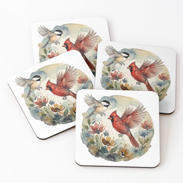 Item preview, Watercolor Chickadee and Cardinal Design designed and sold by Wild Creative Art.