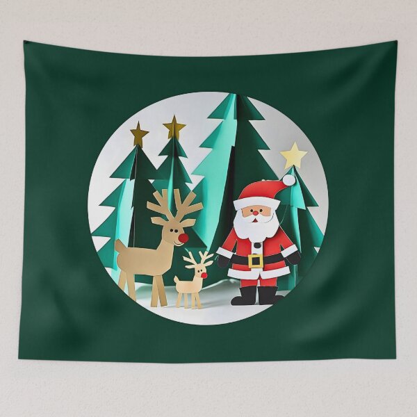 Item preview, Paper Christmas Scene Diorama Santa Reindeer designed and sold by TackyTime.