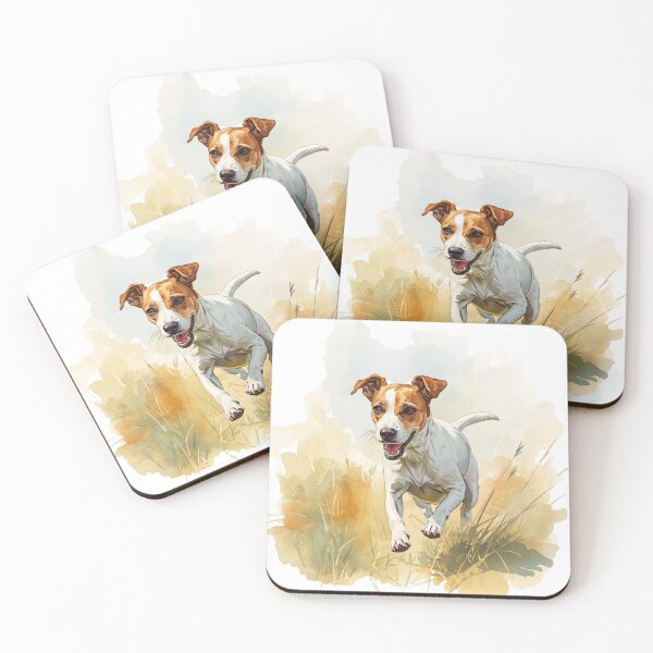 Item preview, Jack Russell Terrier Dog jumping in green grass designed and sold by Prints by Mat.