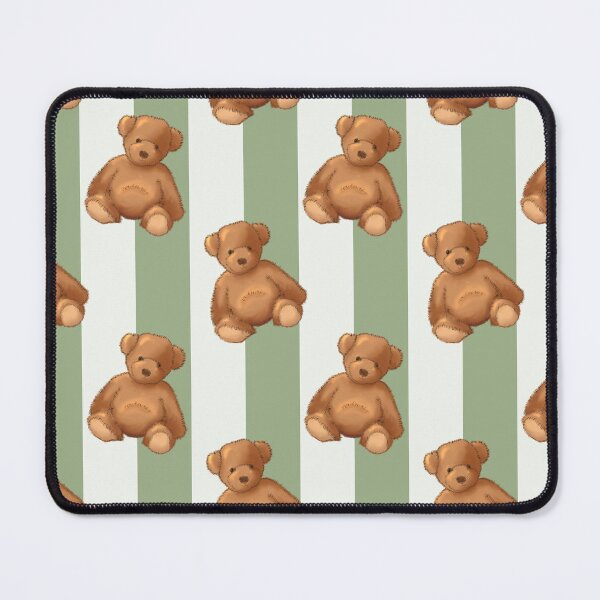 Item preview, Teddy bear on soft sage green stripe designed and sold by OhNoNotAgain42.