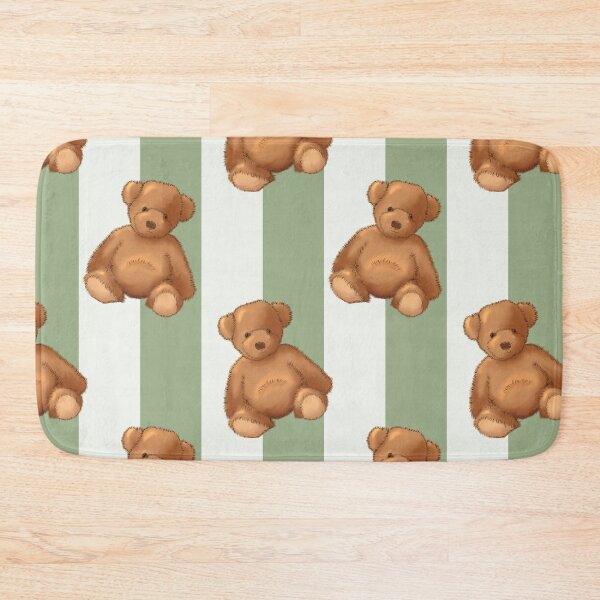Item preview, Teddy bear on soft sage green stripe designed and sold by OhNoNotAgain42.