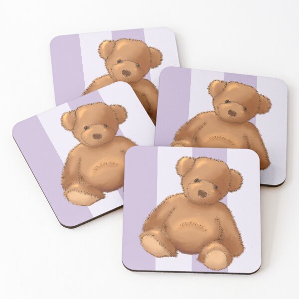 Item preview, Teddy bear on soft lavender stripe designed and sold by OhNoNotAgain42.