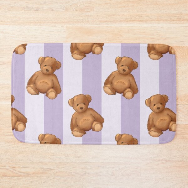 Item preview, Teddy bear on soft lavender stripe designed and sold by OhNoNotAgain42.