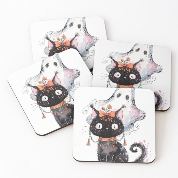 Item preview, Spooky Black cat and ghost designed and sold by HegArt23.