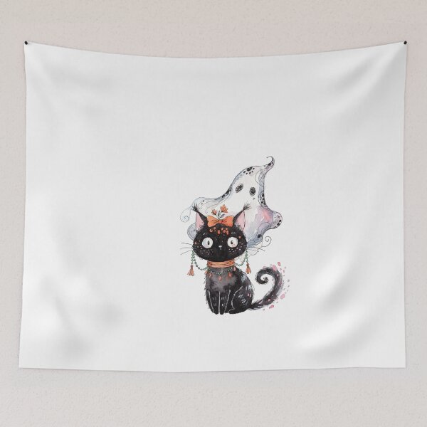 Item preview, Spooky Black cat and ghost designed and sold by HegArt23.