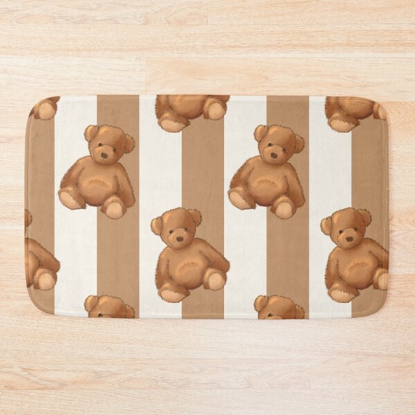 Item preview, Teddy bear on soft brown stripe designed and sold by OhNoNotAgain42.