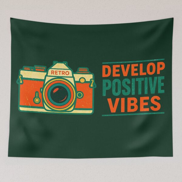 Item preview, Develop Positive Vibes Retro Camera designed and sold by ZETORA Studio.