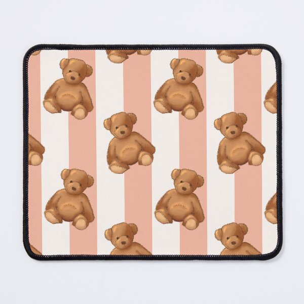 Item preview, Teddy bear on soft peach stripe designed and sold by OhNoNotAgain42.