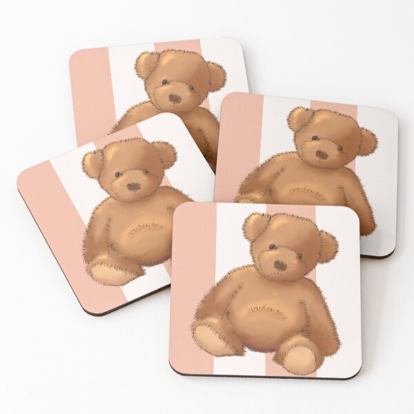Item preview, Teddy bear on soft peach stripe designed and sold by OhNoNotAgain42.