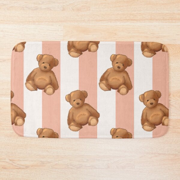 Item preview, Teddy bear on soft peach stripe designed and sold by OhNoNotAgain42.