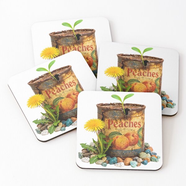 Item preview, Life Finds a Way – Dandelion and Sprout Growing in Vintage Rusty Peach Can designed and sold by puzzell.