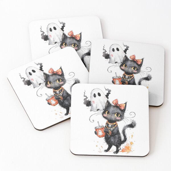 Item preview, Spooky Black cat and ghost designed and sold by HegArt23.
