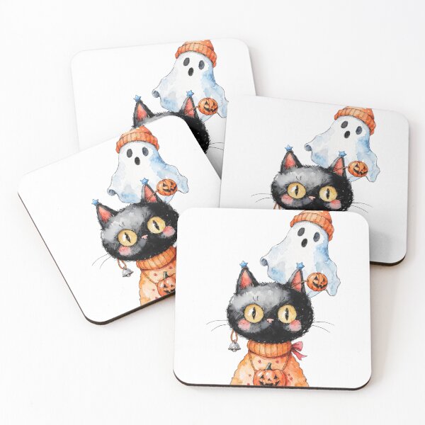 Item preview, Spooky Black cat and ghost designed and sold by HegArt23.