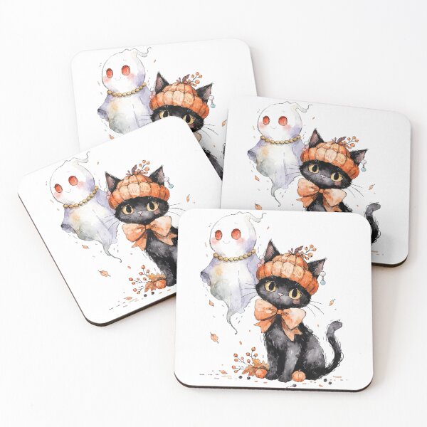 Item preview, Spooky Black cat and ghost designed and sold by HegArt23.
