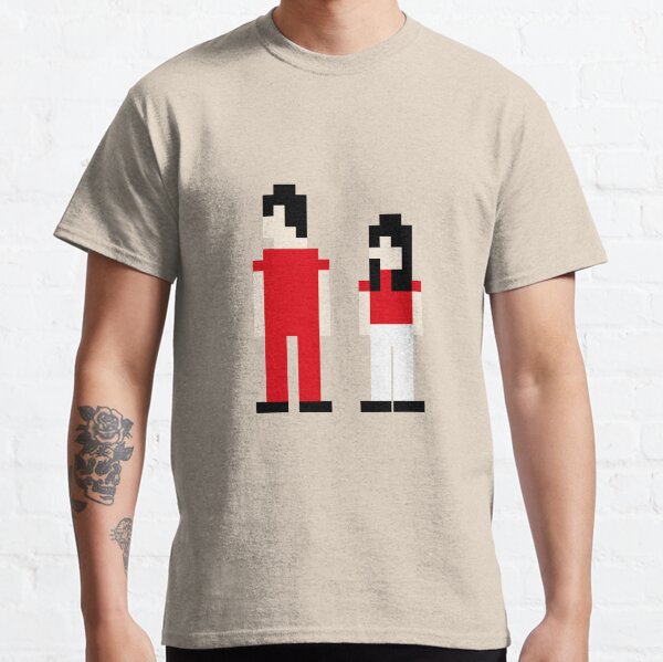 Le pixel des rayures blanches T-shirt classique