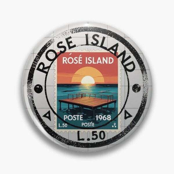 Item preview, Vintage Rose Island Stamp 1968 Republic Retro Travel Art designed and sold by RareVisuals.