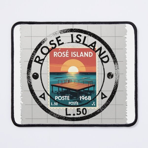 Item preview, Vintage Rose Island Stamp 1968 Republic Retro Travel Art designed and sold by RareVisuals.