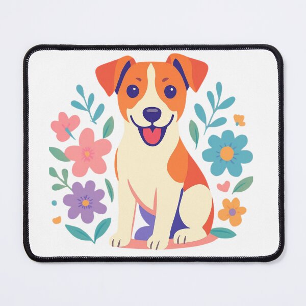 Item preview, Jack Russell Terrier Dog with Blue Nose in Floral Wreath designed and sold by Prints by Mat.